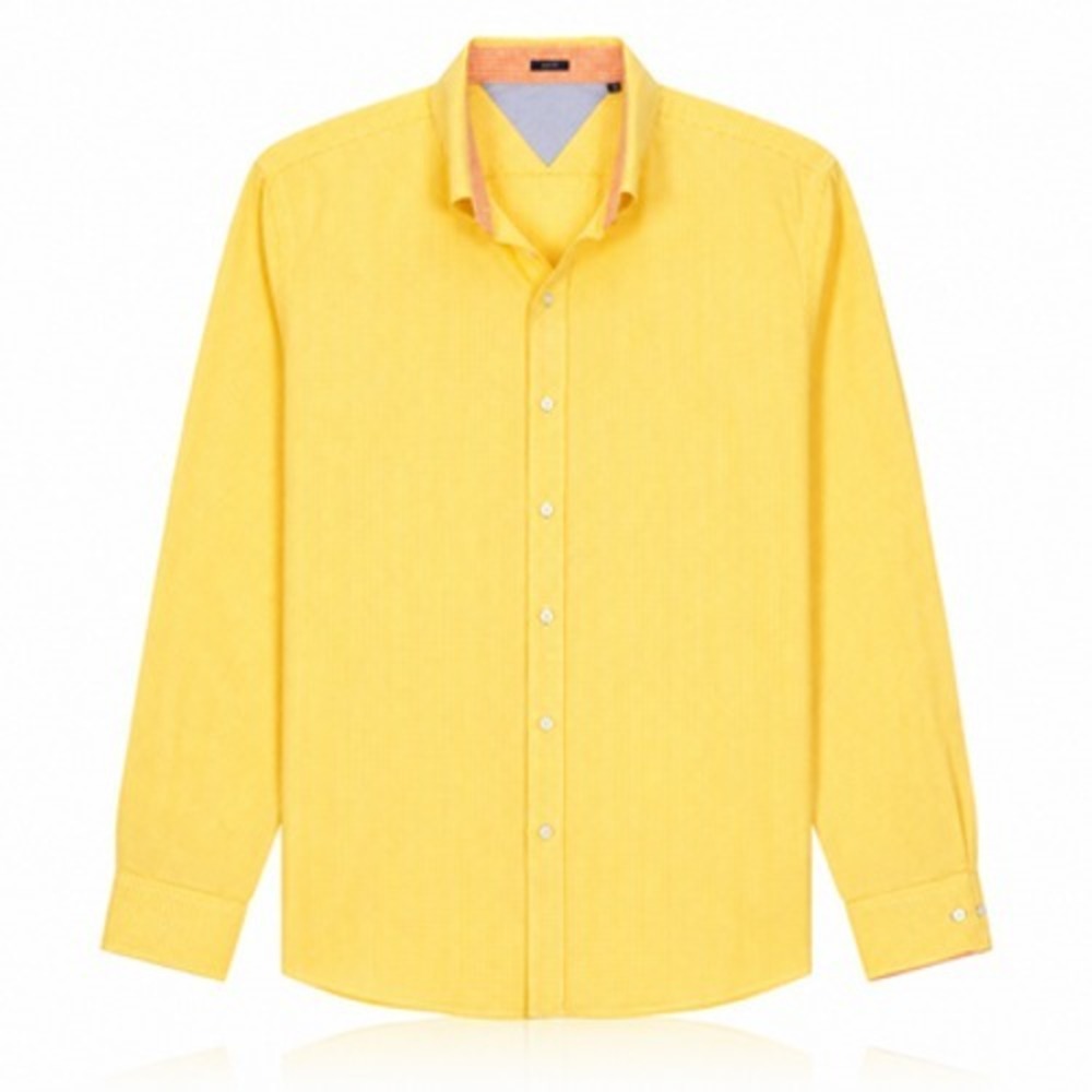 Tommy Hilfiger Dress Shirt Mens 17 34 35 Yellow Gingham Slim Fit Cotton